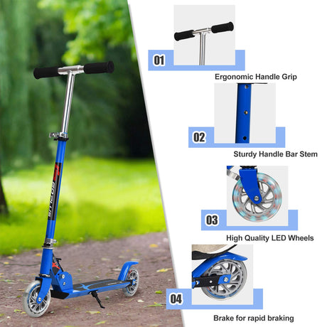Folding Kick Scooter for Kids, 2 Flash Wheels Deluxe Aluminum