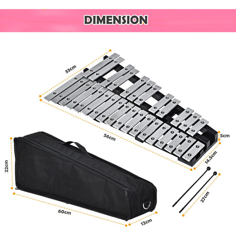 HONEY JOY Kids 30-Note Glockenspiel Xylophone, Foldable Xylophone w/2 Mallets, Shoulder Strap