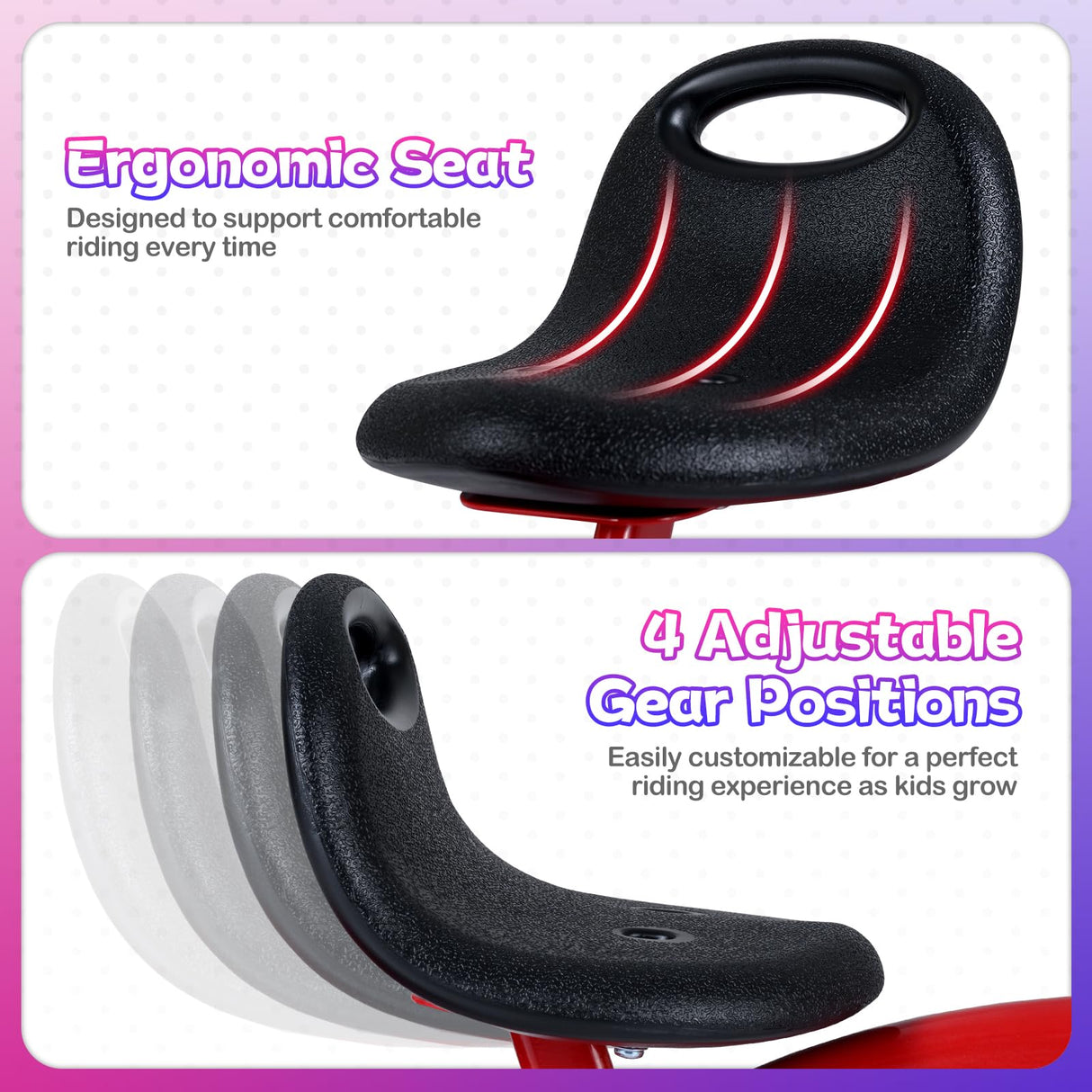 Toddler Bike with Glowing Rear Wheels and Adjustable Seat