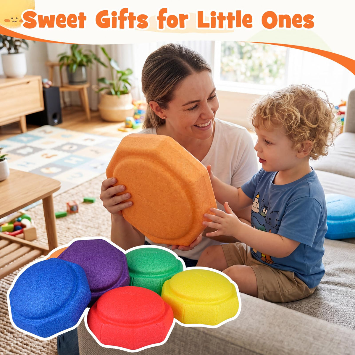 HONEY JOY 6-Piece Stepping Stones for Boys and Girls Aged 3+ Years Old