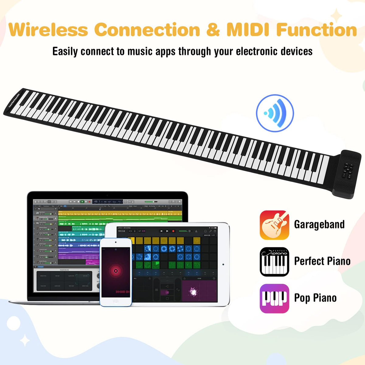 HONEY JOY 88 Keys Roll Up Piano, Portable Hand Roll Piano Keyboard