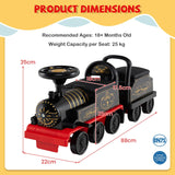 Ride on Train with Carriage, 6V 2-Seater Battery Powered Ride on Toy with Under-Seat Storage