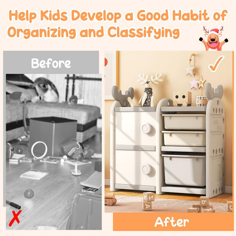 HONEY JOY Kids Toy Storage Organiser, Toy Chest and Bookshelf