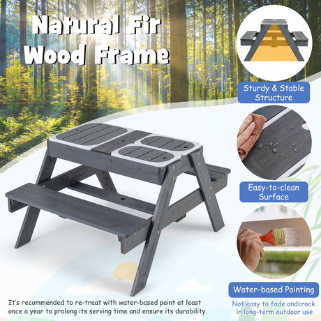 Kids 4-in-1 Sand and Water Table with Removable Boxes and Umbrella