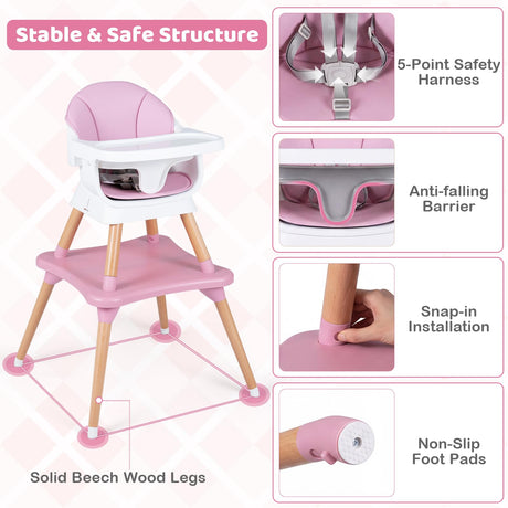 BABY JOY 9-in-1 Convertible High Chair, Kids Table and Chair Set