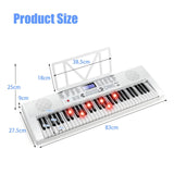 HONEY JOY 61 Key Piano Keyboard, Portable Electronic Keyboard Piano with Lighted Keys, LCD Screen, Headphones (White)