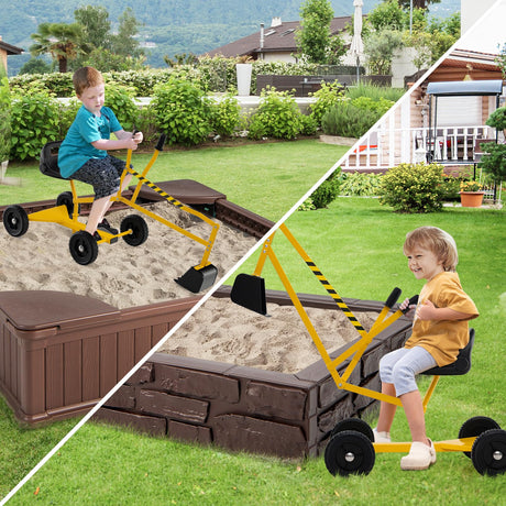 Sandbox Toy Digger w/ 2-Handed Controls & Flexible Shovel, 360° Rotatable Function & Ergonomic Backrest
