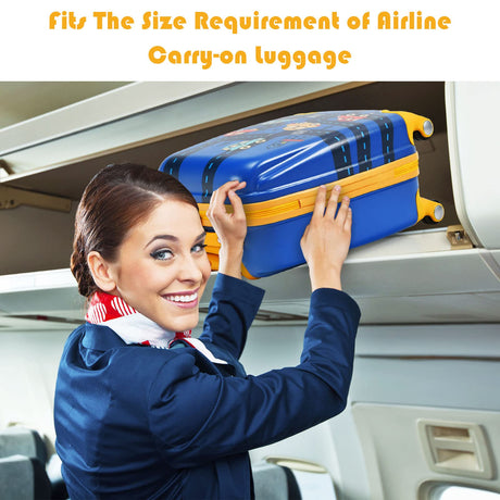 BABY JOY 2 PCS Kids Luggage Set, 13" & 18" Kids Carry On Suitcase Set, Children Travel Rolling Trolley Suitcase