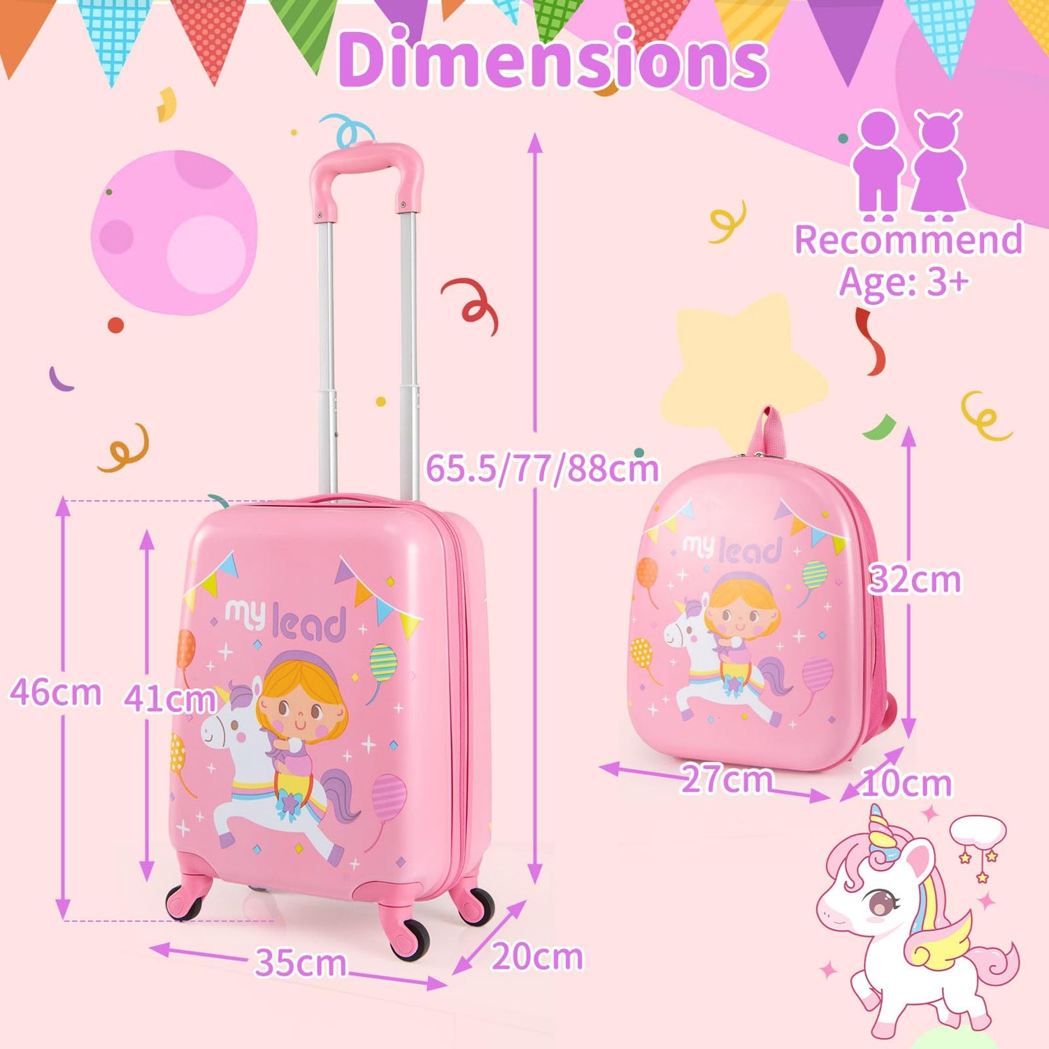 2 PCS Kids Luggage Set, 13" Travel Backpack and 16" Carry-on Suitcase Babyjoy 2 PCS Kids Luggage Set, 13" Travel Backpack and 16" Carry-on Suitcase Babyjoy