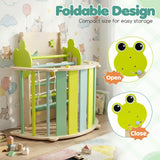 HONEY JOY 8-in-1 Wooden Triangle Set, Foldable Montessori Climbing Toys