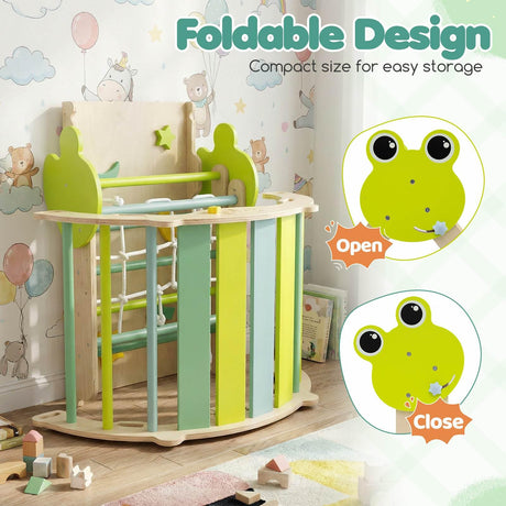 HONEY JOY 8-in-1 Wooden Triangle Set, Foldable Montessori Climbing Toys