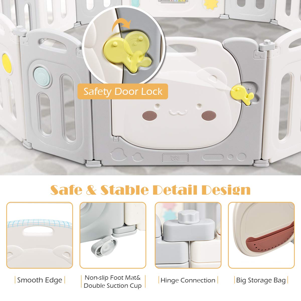 BABY JOY Foldable Baby Playpen 16 Panels, Kids Safety Yard Activity Center