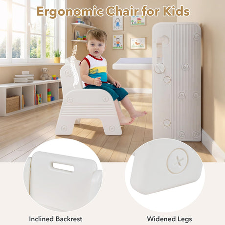 HONEY JOY Kids Desk and Chair Set, Children Writing Desk with Side Bookshelves & Storage Baskets