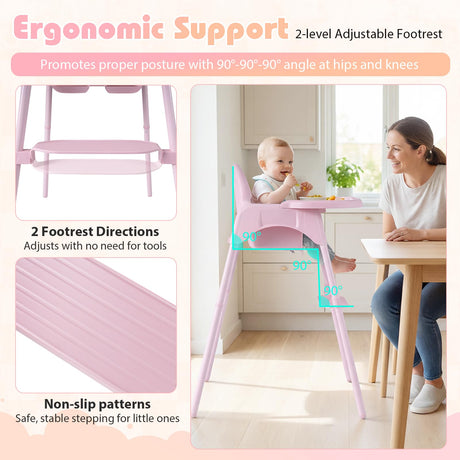 4-in-1 Baby High Chair Convertible Highchair with 2 Heights