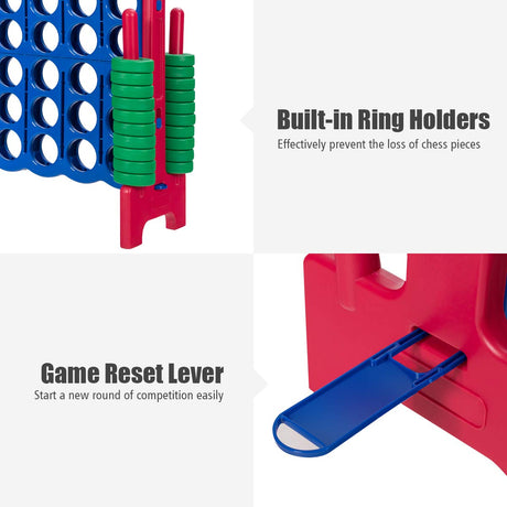 Giant Connect 4 in A Row with 42 Jumbo Rings for Garden & Beach