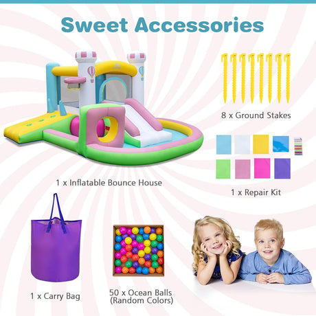 Inflatable Bounce House, Kids Jumping Castle w/Slide