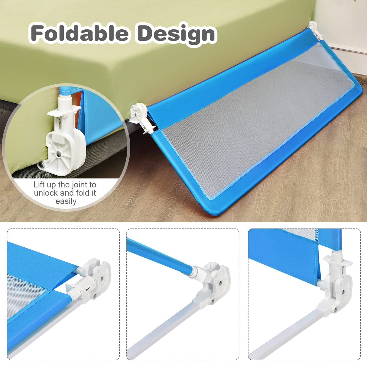BABY JOY Bed Rails for Toddlers, 180cm Extra Long, Swing Down Bed Guard
