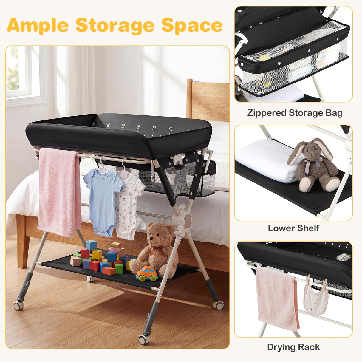 BABY JOY Baby Changing Table, Portable Nursery Organizer for Newborns