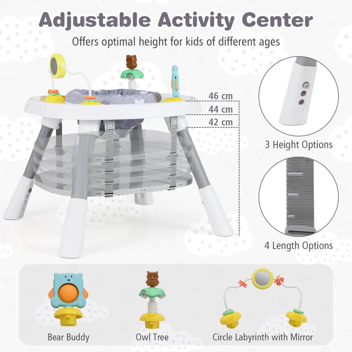 BABY JOY 15-in-1 Convertible Baby High Chair, Activity Center with 3 Fun Toys