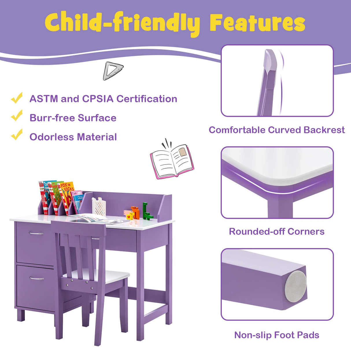 HONEY JOY Kids Desk and Chair Set