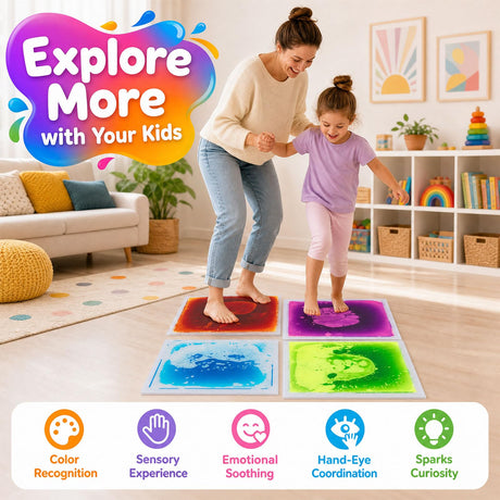 HONEY JOY Glow-in-the-Dark Liquid Sensory Floor Tiles for Toddlers