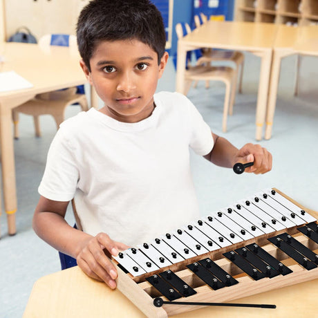 HONEY JOY Kids 27-Note Glockenspiel Xylophone, Glockenspiel Xylophone for Toddlers w/27 Metal Keys, Percussion Instrument