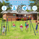 HONEY JOY 6-in-1 Patio Kids Swing Set, A-Shaped Metal Swing Frame