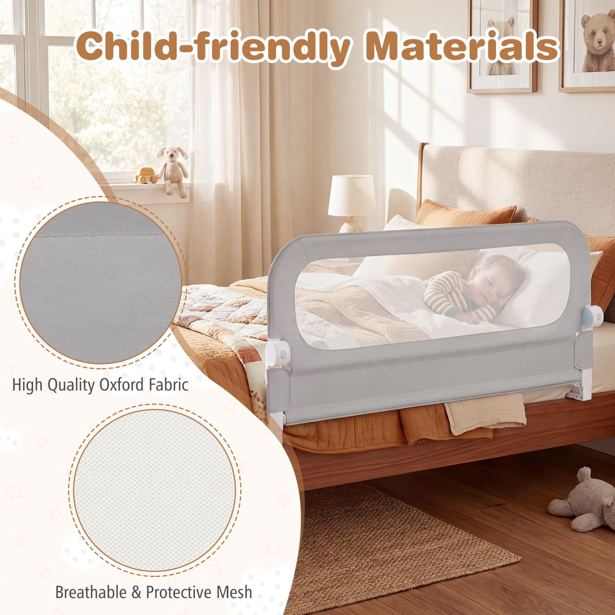 BABY JOY 120 cm Foldable Bed Rail for Toddlers