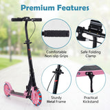 Kick Scooter with 4-Level Adjustable Handlebar, Hand Brake, Anti-Shock Suspension