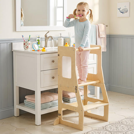 BABY JOY 3-in-1 Foldable Kitchen Standing Tower for Toddlers