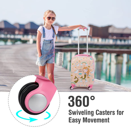 BABY JOY 2 Pieces Kids Luggage Set, Children Hard Shell Travelling Case