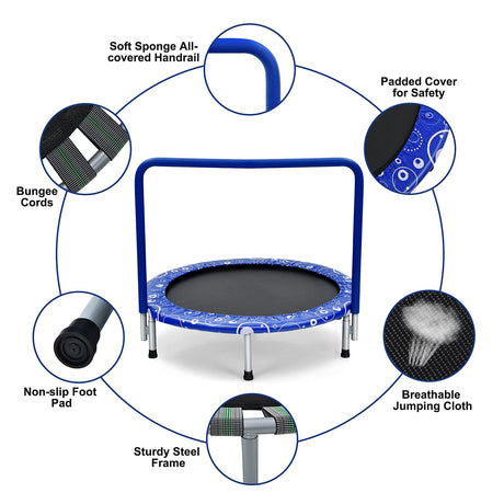 HONEY JOY 36” Kids Trampoline, Foldable Toddler Trampoline for Indoor and Outdoor