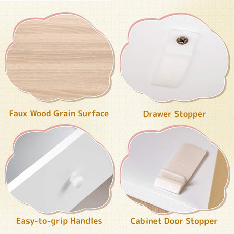 HONEY JOY Kids Desk and Chair Set w/2 Cabinets & 2 Drawers, Pegboard & Cork Bulletin Board