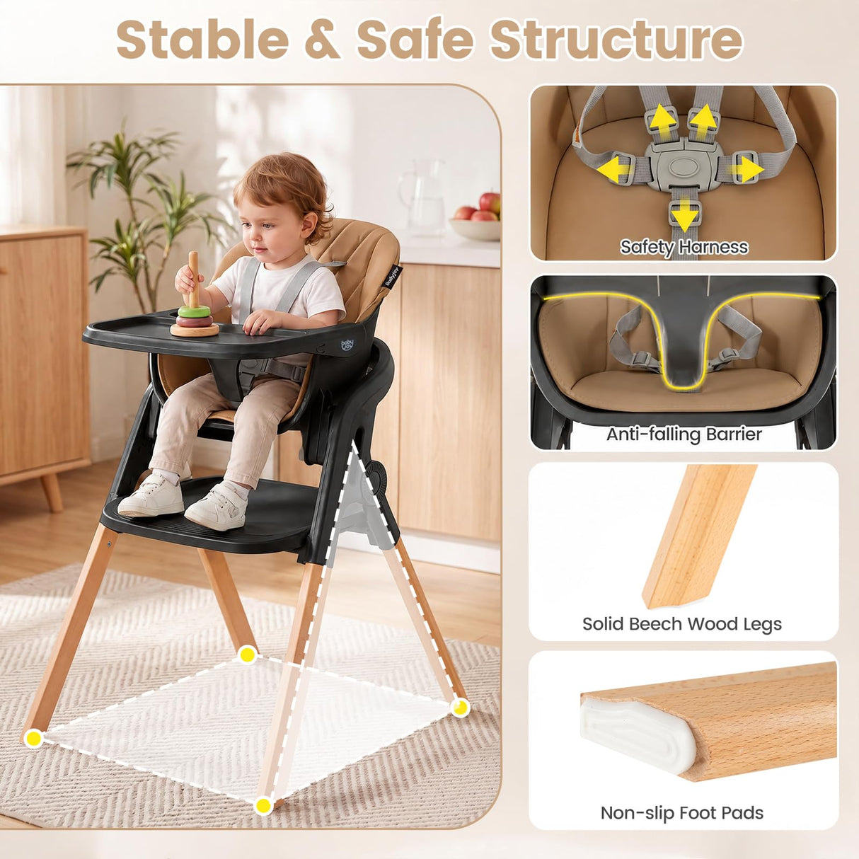 BABY JOY 7-in-1 Convertible Foldable Baby High Chair w/Adjustable Tray