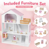 HONEY JOY 3-Story Wooden Dollhouse Playset for Kids