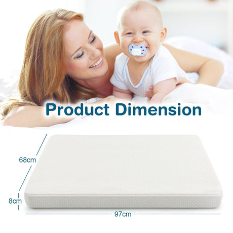 BABY JOY 97 x 68 cm Baby Cot Mattress, Dual Sided 8CM Thickness Toddler