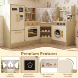 HONEY JOY Kids Corner Play Kitchen, Pretend Play Kitchen Playset