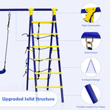 HONEY JOY 5-in-1 Metal Climb and Swing Set with 2 Tree Swings, Climbing Ladder