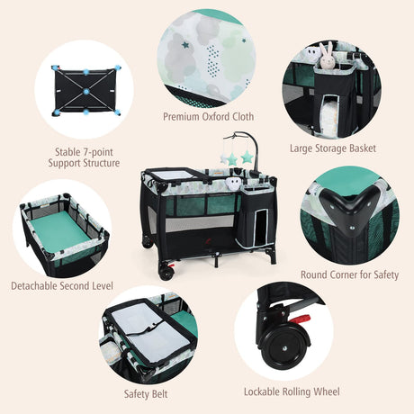 BABY JOY 3-in-1 Portable Baby Bassinets, Folding Travel Cot for Infant Toddler