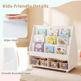 HONEY JOY Double-Sided Kids Bookshelf, Toddler Book Shelf