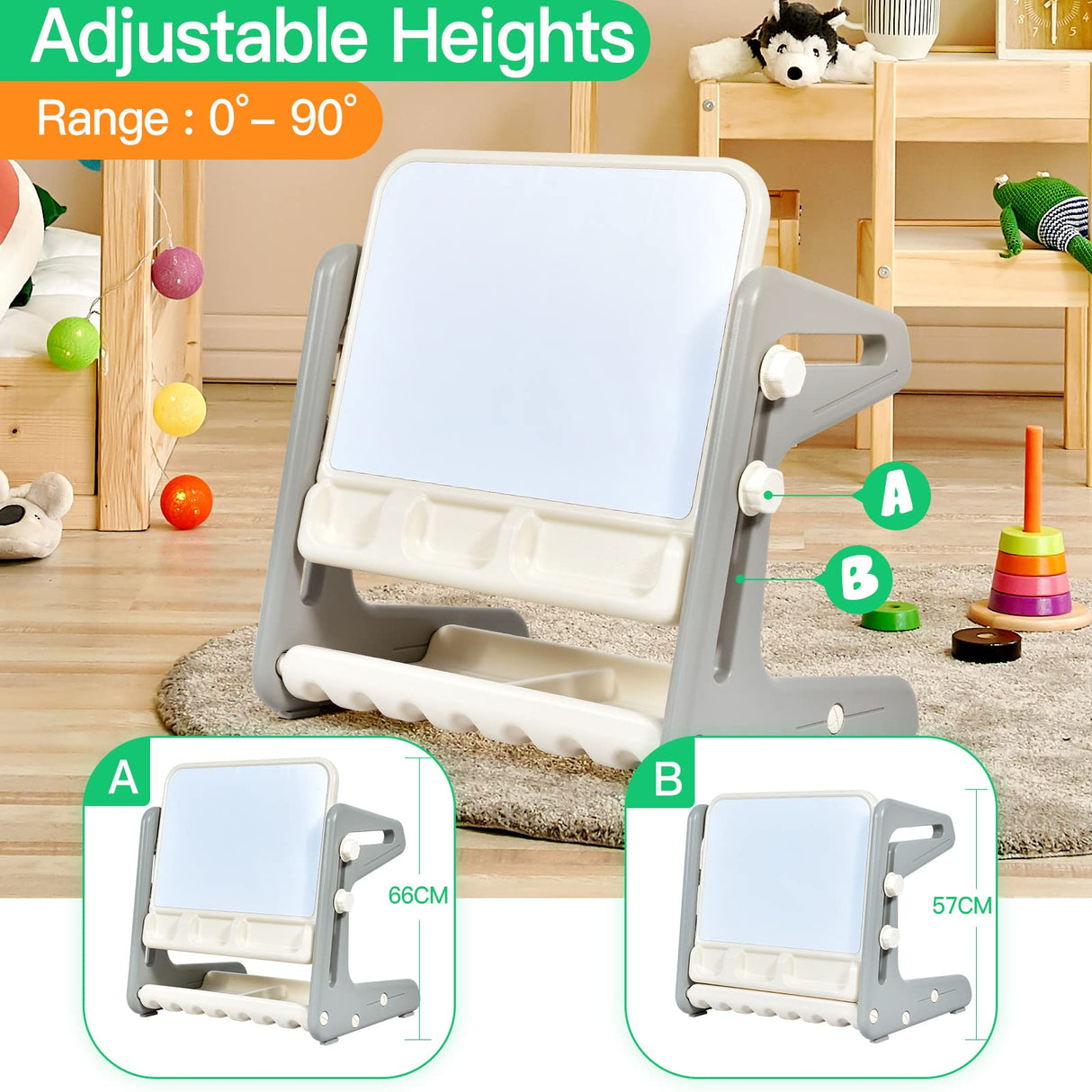 BABY JOY Kids Table & Chair, 2 in 1 Toddler Art Easel