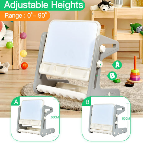 BABY JOY Kids Table & Chair, 2 in 1 Toddler Art Easel