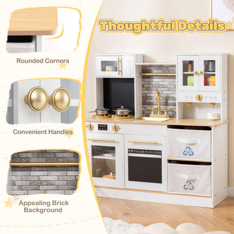 Kids Kitchen Playset Wooden Pretend Play Kitchen with Stoves