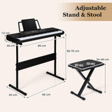 61 Keys Beginners Piano Keyboard, Electric Keyboard Kit with Adjustable Stand & Stool