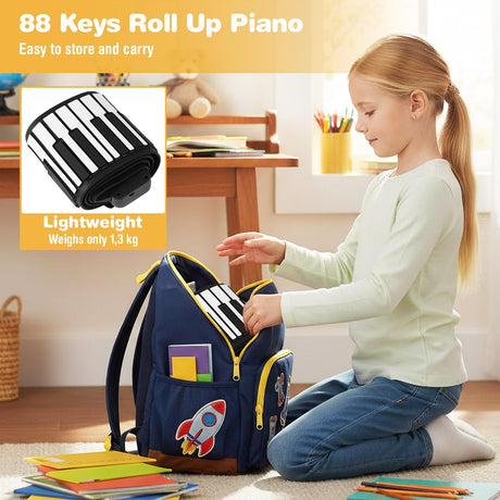 HONEY JOY 88 Keys Roll Up Piano, Portable Hand Roll Piano Keyboard