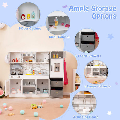 HONEY JOY Kids Kitchen Playset with Lights and Sounds