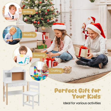 HONEY JOY Kids Desk and Chair Set, Wooden Children Study Table