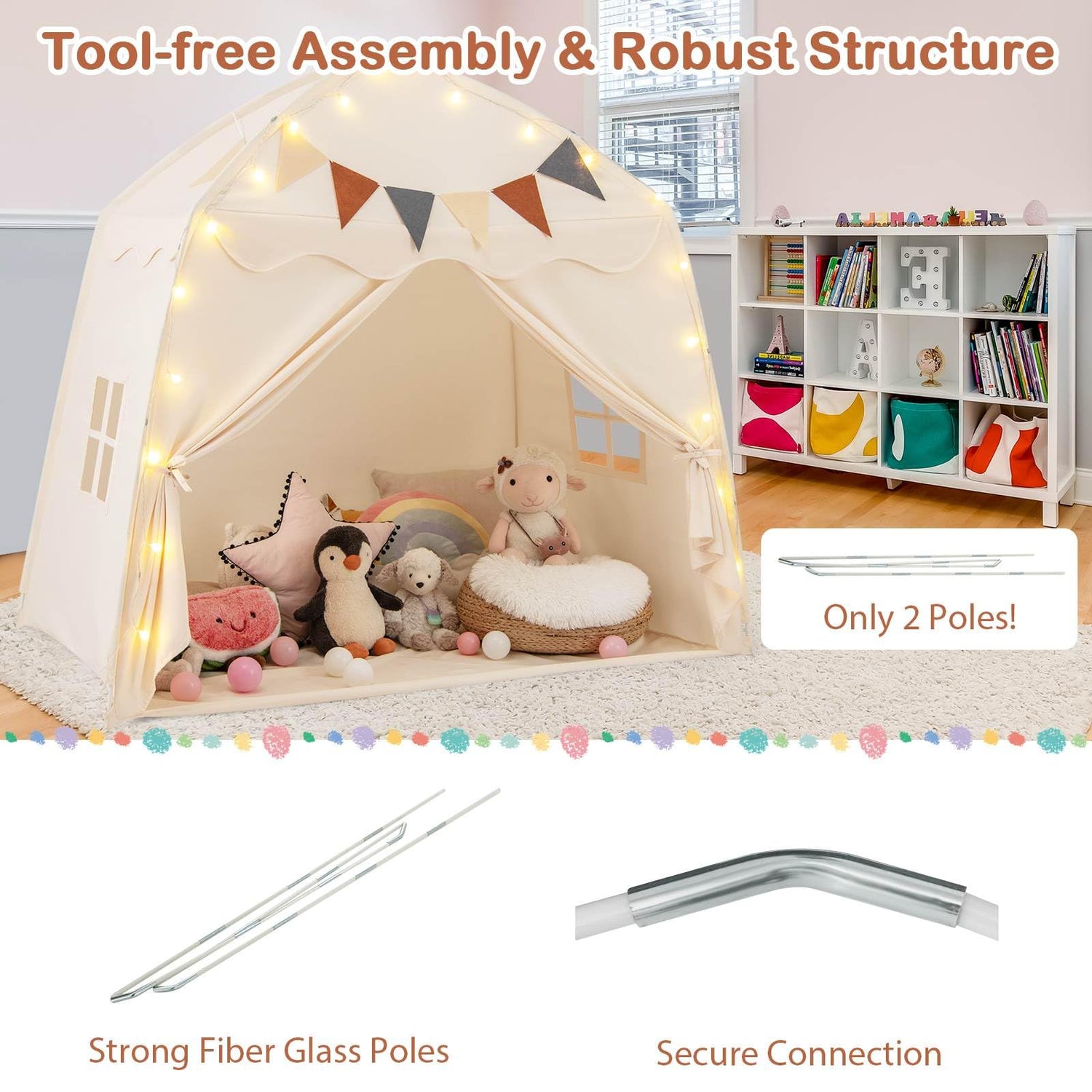 junior tent HONEY JOY Large Kids Tent, Indoor Outdoor Dome Tent Playhouse w/Bright – Babyjoy