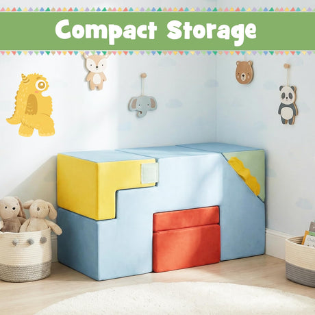 BABY JOY Kids Climb & Crawl Playset, Toddler Climber with Slide & Stairs