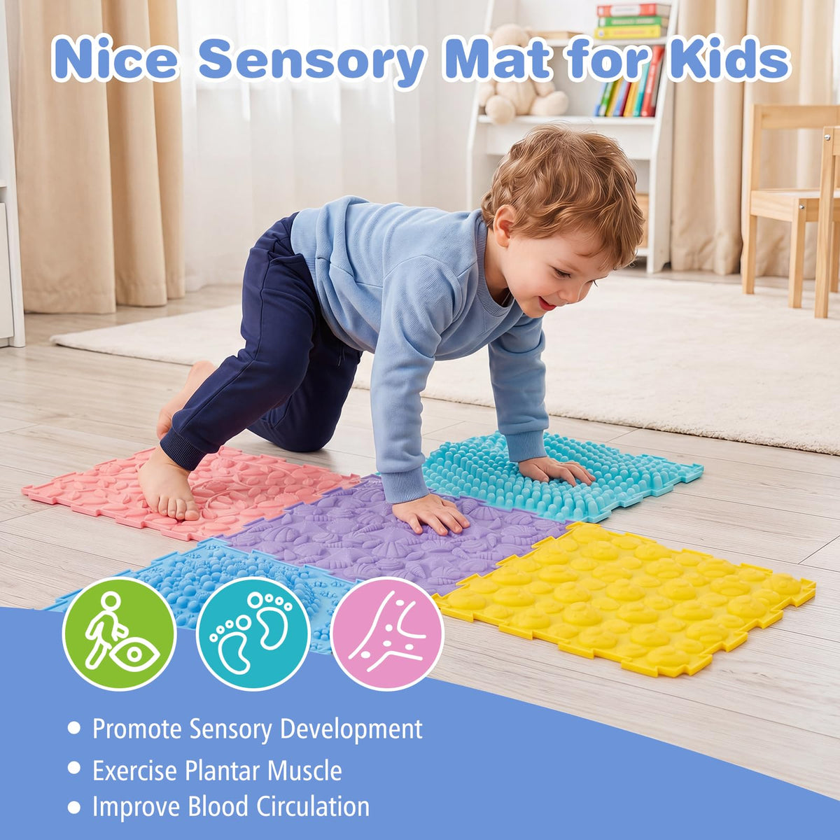 HONEY JOY 6 PCS Sensory Mats for Child Aged 3+ Years Old & Adults